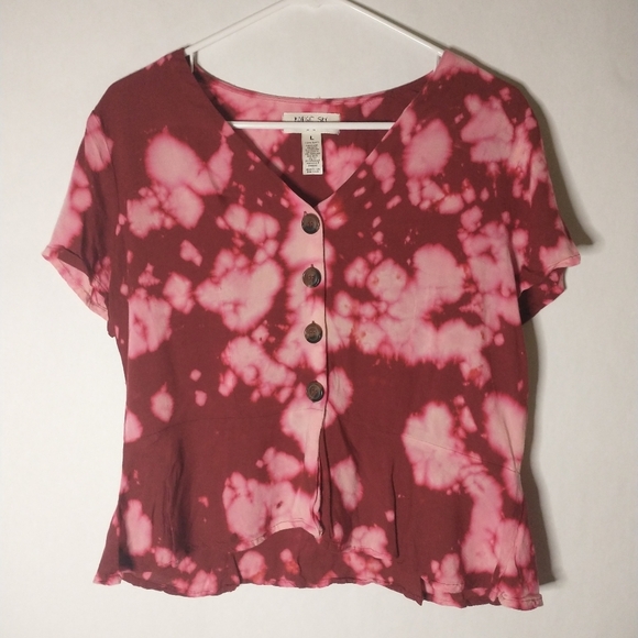 Midnight sky tie dye button up top size large - Picture 1 of 5